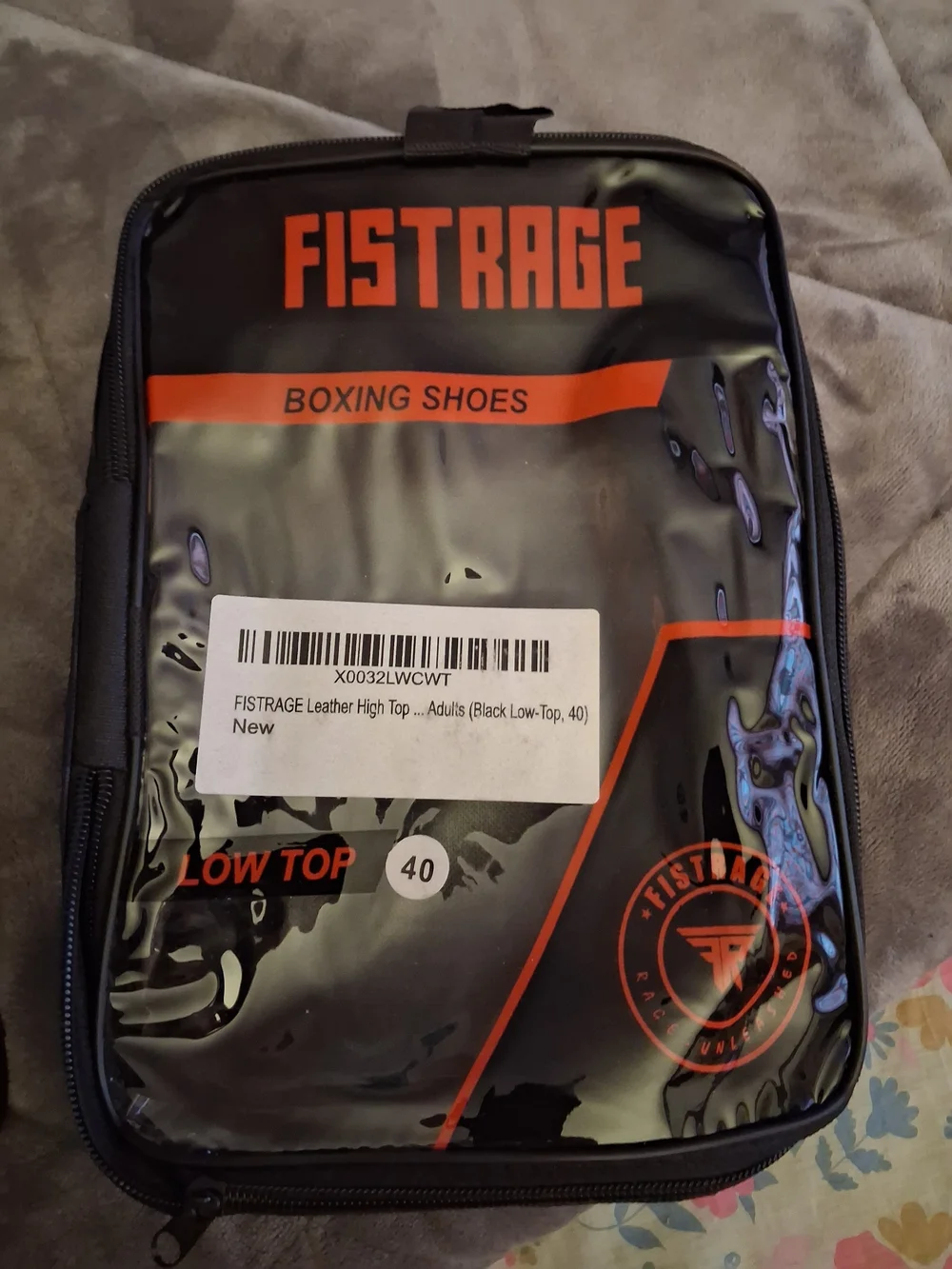 Men’s Fist Rage Black & Orange High-Top Boxing Shoes With Bag